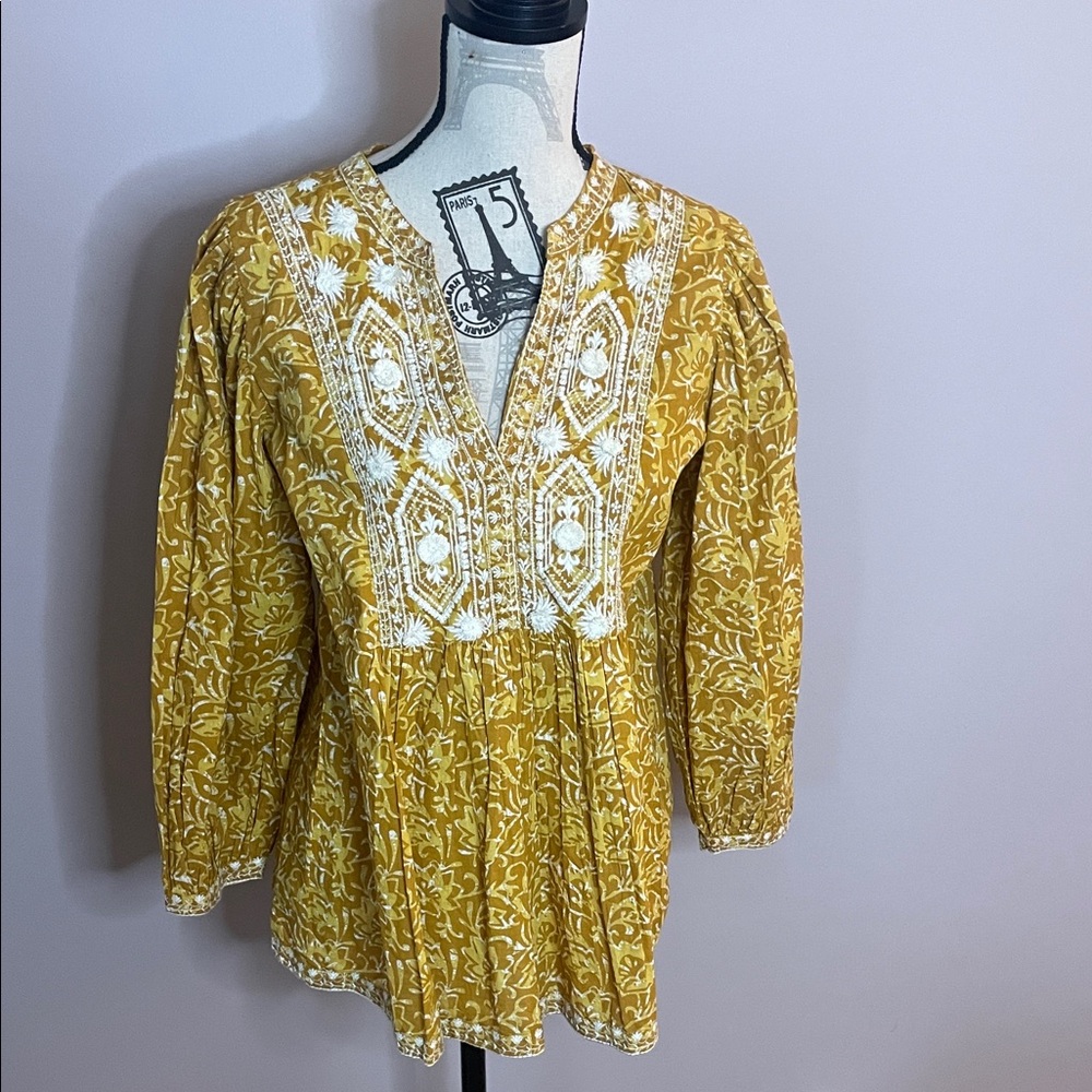 Solitaire Mustard Embroidered Tunic